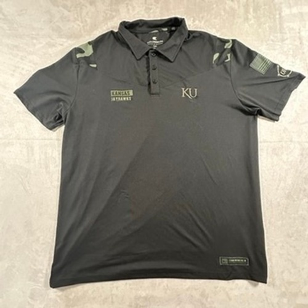 Colosseum Polo Shirt Mens Kansas Jayhawks OHT Camo Military XXL Black